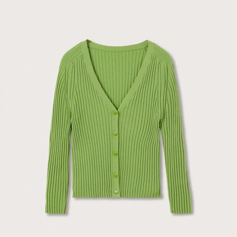 Green Mango Ribbed Cardigan
